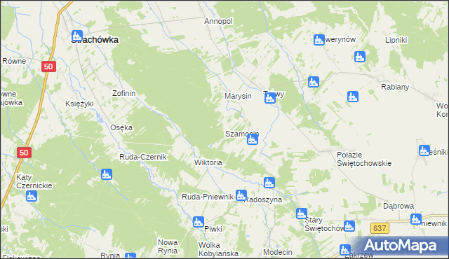 mapa Szamocin gmina Strachówka, Szamocin gmina Strachówka na mapie Targeo