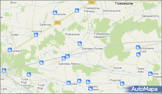 mapa Szaniawy-Poniaty, Szaniawy-Poniaty na mapie Targeo