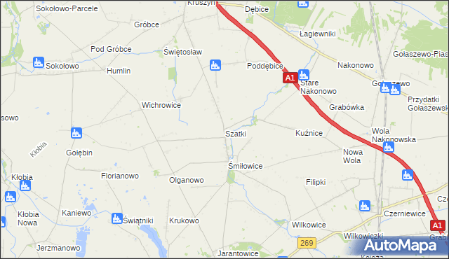 mapa Szatki gmina Choceń, Szatki gmina Choceń na mapie Targeo