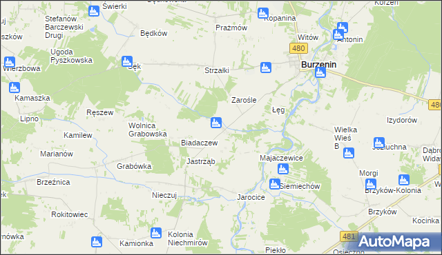 mapa Szczawno gmina Burzenin, Szczawno gmina Burzenin na mapie Targeo