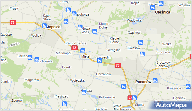 mapa Szczeglin gmina Stopnica, Szczeglin gmina Stopnica na mapie Targeo