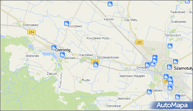 mapa Szczepankowo gmina Ostroróg, Szczepankowo gmina Ostroróg na mapie Targeo