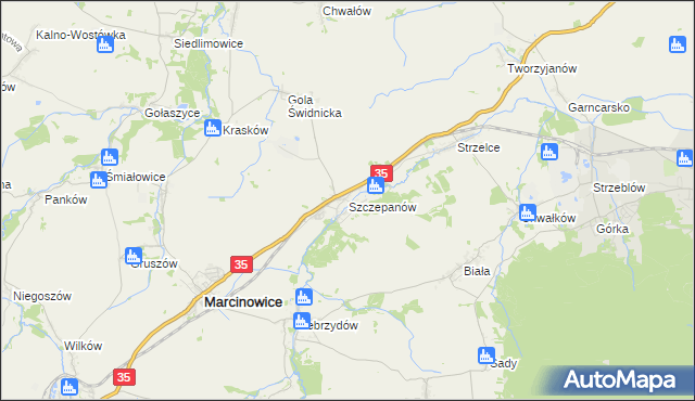 mapa Szczepanów gmina Marcinowice, Szczepanów gmina Marcinowice na mapie Targeo