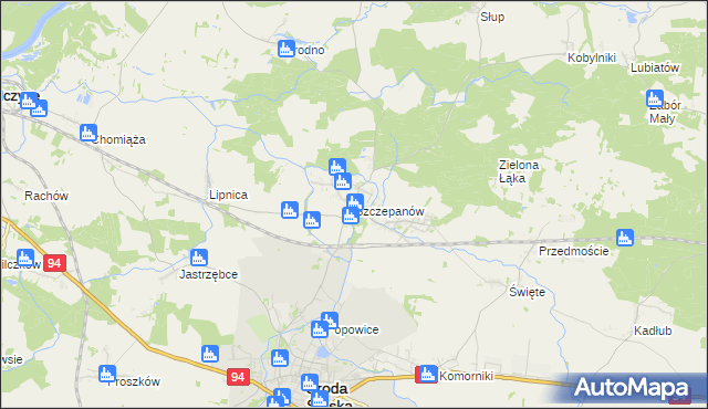 mapa Szczepanów gmina Środa Śląska, Szczepanów gmina Środa Śląska na mapie Targeo