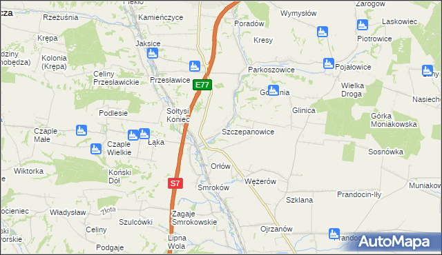 mapa Szczepanowice gmina Miechów, Szczepanowice gmina Miechów na mapie Targeo