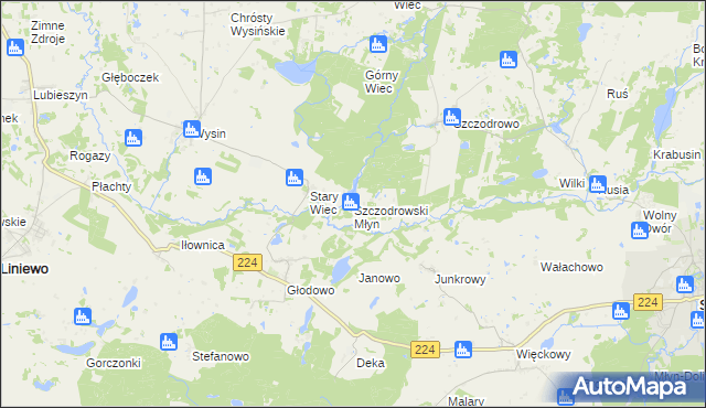 mapa Szczodrowski Młyn, Szczodrowski Młyn na mapie Targeo