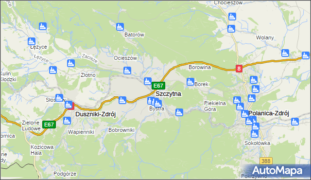 mapa Szczytna powiat kłodzki, Szczytna powiat kłodzki na mapie Targeo