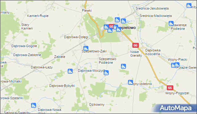 mapa Szepietowo Podleśne, Szepietowo Podleśne na mapie Targeo