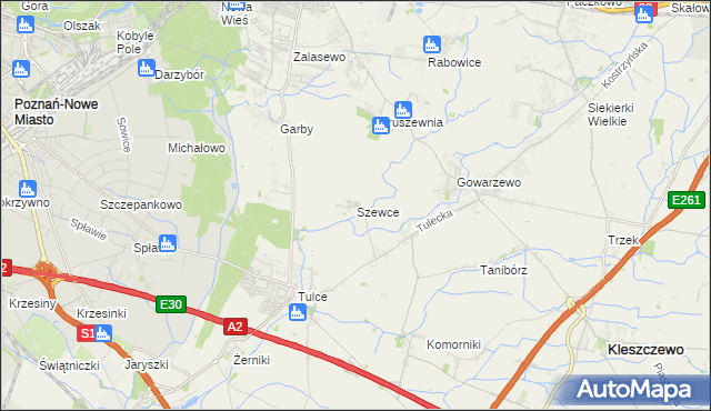 mapa Szewce gmina Kleszczewo, Szewce gmina Kleszczewo na mapie Targeo