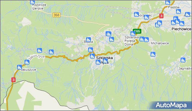 mapa Szklarska Poręba, Szklarska Poręba na mapie Targeo