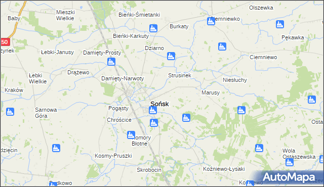 mapa Szwejki gmina Sońsk, Szwejki gmina Sońsk na mapie Targeo