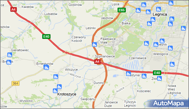 mapa Szymanowice gmina Krotoszyce, Szymanowice gmina Krotoszyce na mapie Targeo