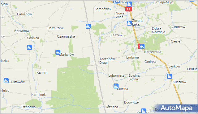 mapa Taczanów Drugi, Taczanów Drugi na mapie Targeo