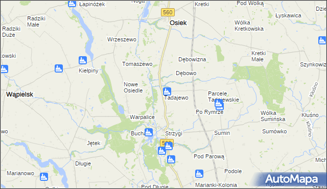 mapa Tadajewo, Tadajewo na mapie Targeo