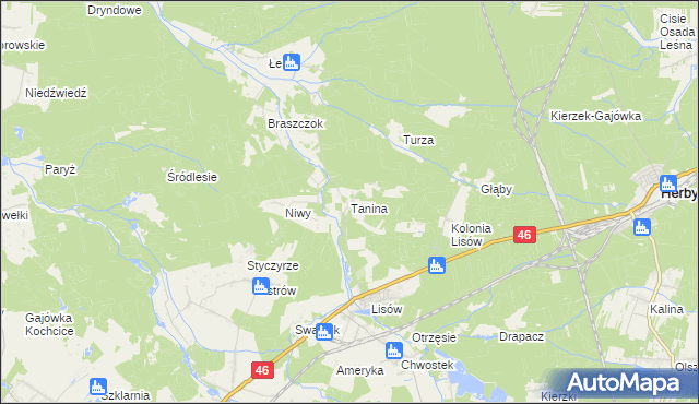 mapa Tanina, Tanina na mapie Targeo