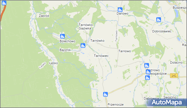 mapa Tarnowiec gmina Goleniów, Tarnowiec gmina Goleniów na mapie Targeo