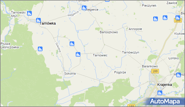mapa Tarnowiec gmina Tarnówka, Tarnowiec gmina Tarnówka na mapie Targeo