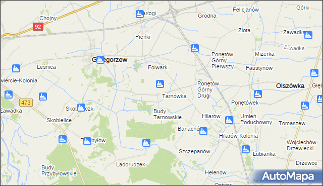 mapa Tarnówka gmina Grzegorzew, Tarnówka gmina Grzegorzew na mapie Targeo