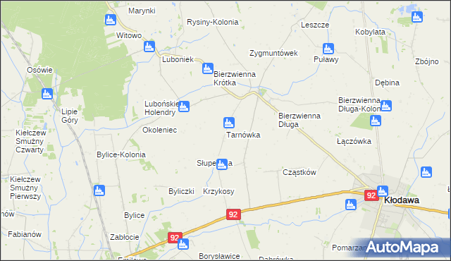 mapa Tarnówka gmina Kłodawa, Tarnówka gmina Kłodawa na mapie Targeo