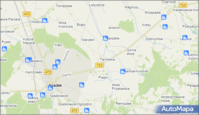 mapa Tarnówka gmina Szadek, Tarnówka gmina Szadek na mapie Targeo