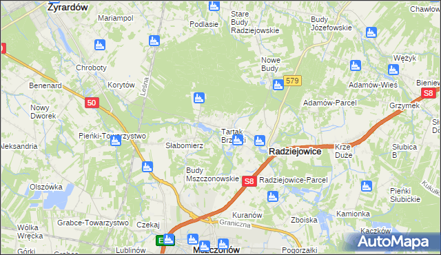 mapa Tartak Brzózki, Tartak Brzózki na mapie Targeo
