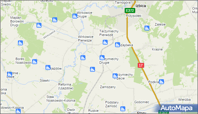 mapa Tarzymiechy Drugie, Tarzymiechy Drugie na mapie Targeo
