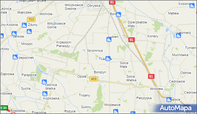 mapa Tkaczew, Tkaczew na mapie Targeo