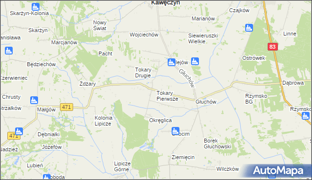 mapa Tokary Pierwsze, Tokary Pierwsze na mapie Targeo
