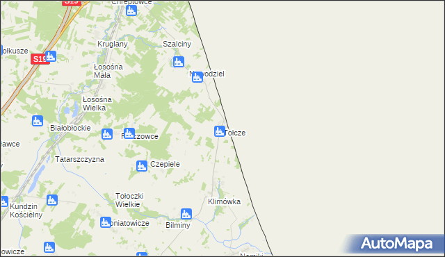 mapa Tołcze gmina Kuźnica, Tołcze gmina Kuźnica na mapie Targeo