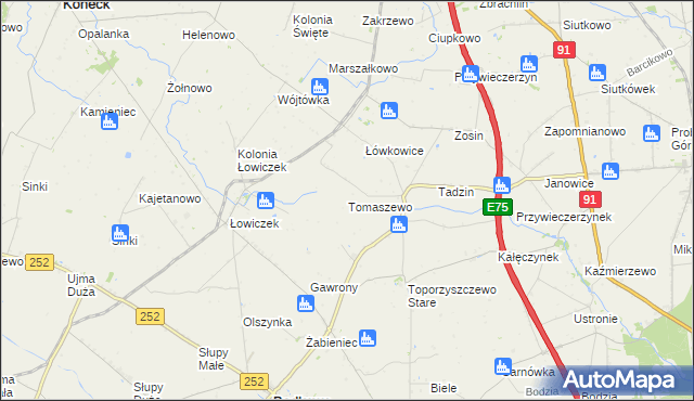 mapa Tomaszewo gmina Bądkowo, Tomaszewo gmina Bądkowo na mapie Targeo