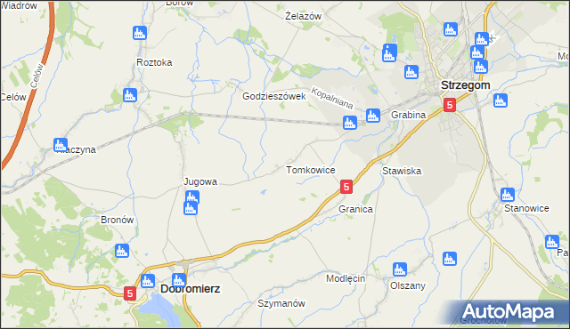 mapa Tomkowice, Tomkowice na mapie Targeo