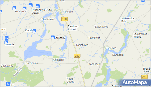 mapa Toniszewo, Toniszewo na mapie Targeo