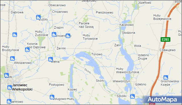 mapa Tonowo, Tonowo na mapie Targeo