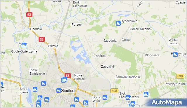 mapa Topórek, Topórek na mapie Targeo