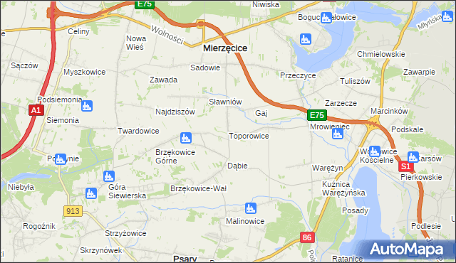 mapa Toporowice, Toporowice na mapie Targeo