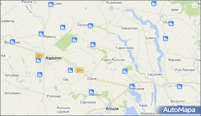mapa Trąbin-Rumunki, Trąbin-Rumunki na mapie Targeo