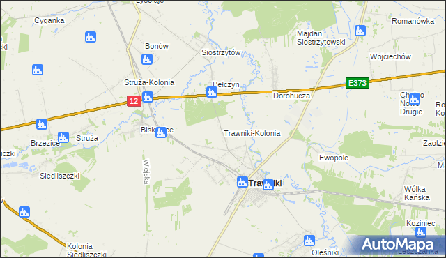 mapa Trawniki-Kolonia, Trawniki-Kolonia na mapie Targeo