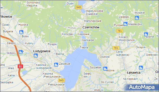 mapa Tresna, Tresna na mapie Targeo