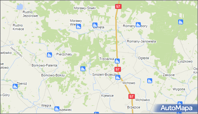 mapa Trzcianka gmina Przasnysz, Trzcianka gmina Przasnysz na mapie Targeo