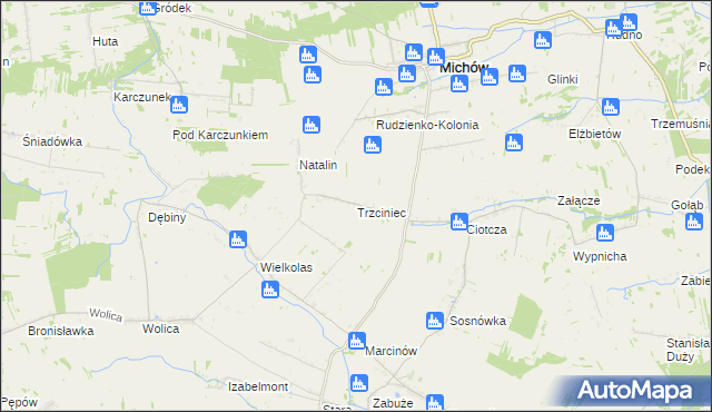 mapa Trzciniec gmina Michów, Trzciniec gmina Michów na mapie Targeo