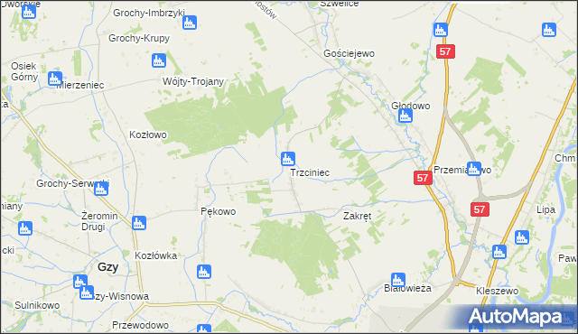 mapa Trzciniec gmina Pułtusk, Trzciniec gmina Pułtusk na mapie Targeo