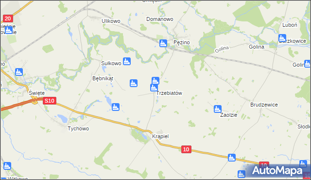 mapa Trzebiatów gmina Stargard, Trzebiatów gmina Stargard na mapie Targeo