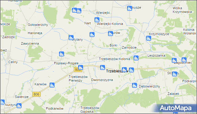 mapa Trzebieszów-Kolonia, Trzebieszów-Kolonia na mapie Targeo