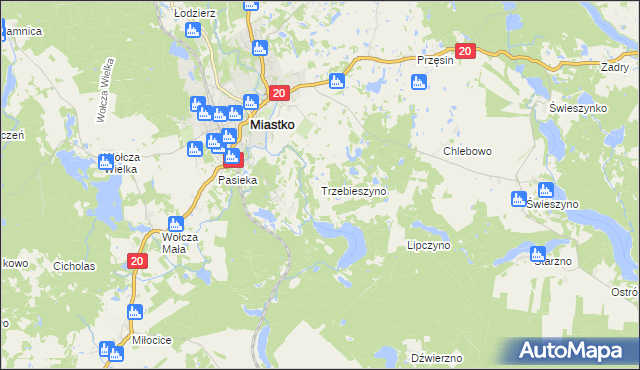 mapa Trzebieszyno, Trzebieszyno na mapie Targeo