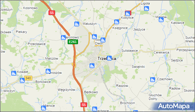 mapa Trzebnica, Trzebnica na mapie Targeo