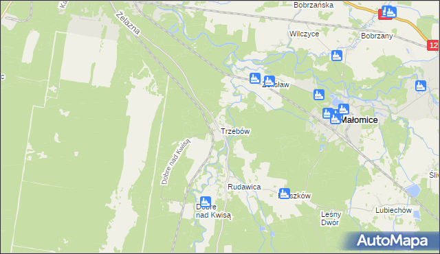 mapa Trzebów gmina Żagań, Trzebów gmina Żagań na mapie Targeo