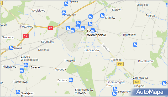 mapa Trzecianów, Trzecianów na mapie Targeo