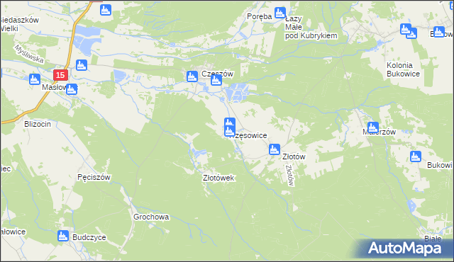mapa Trzęsowice, Trzęsowice na mapie Targeo