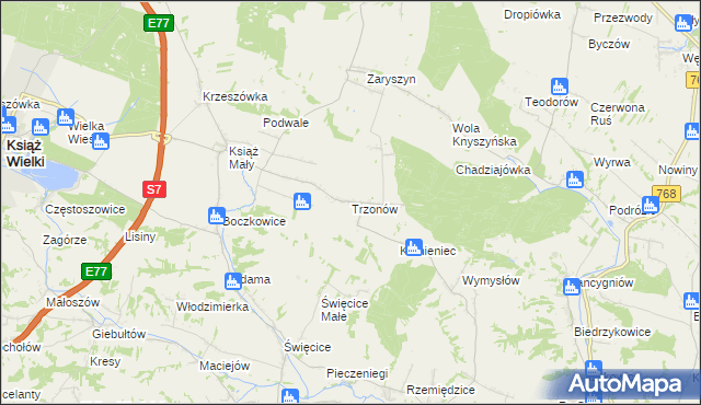 mapa Trzonów, Trzonów na mapie Targeo