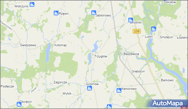 mapa Trzygłów, Trzygłów na mapie Targeo